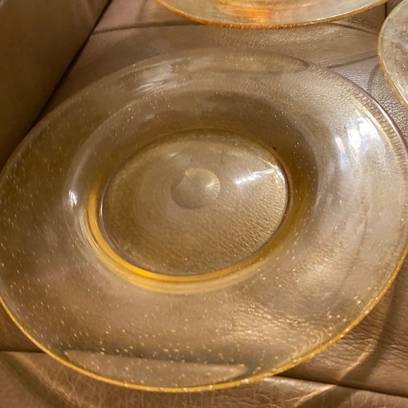 Pottery Barn GLASS 9 3/4” VINTAGE DINNER PLATE TRANSLUCENT YELLOW SET OF 3